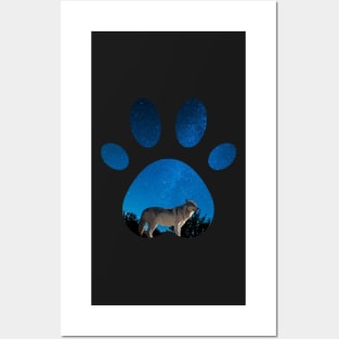 Wolf paw print Posters and Art